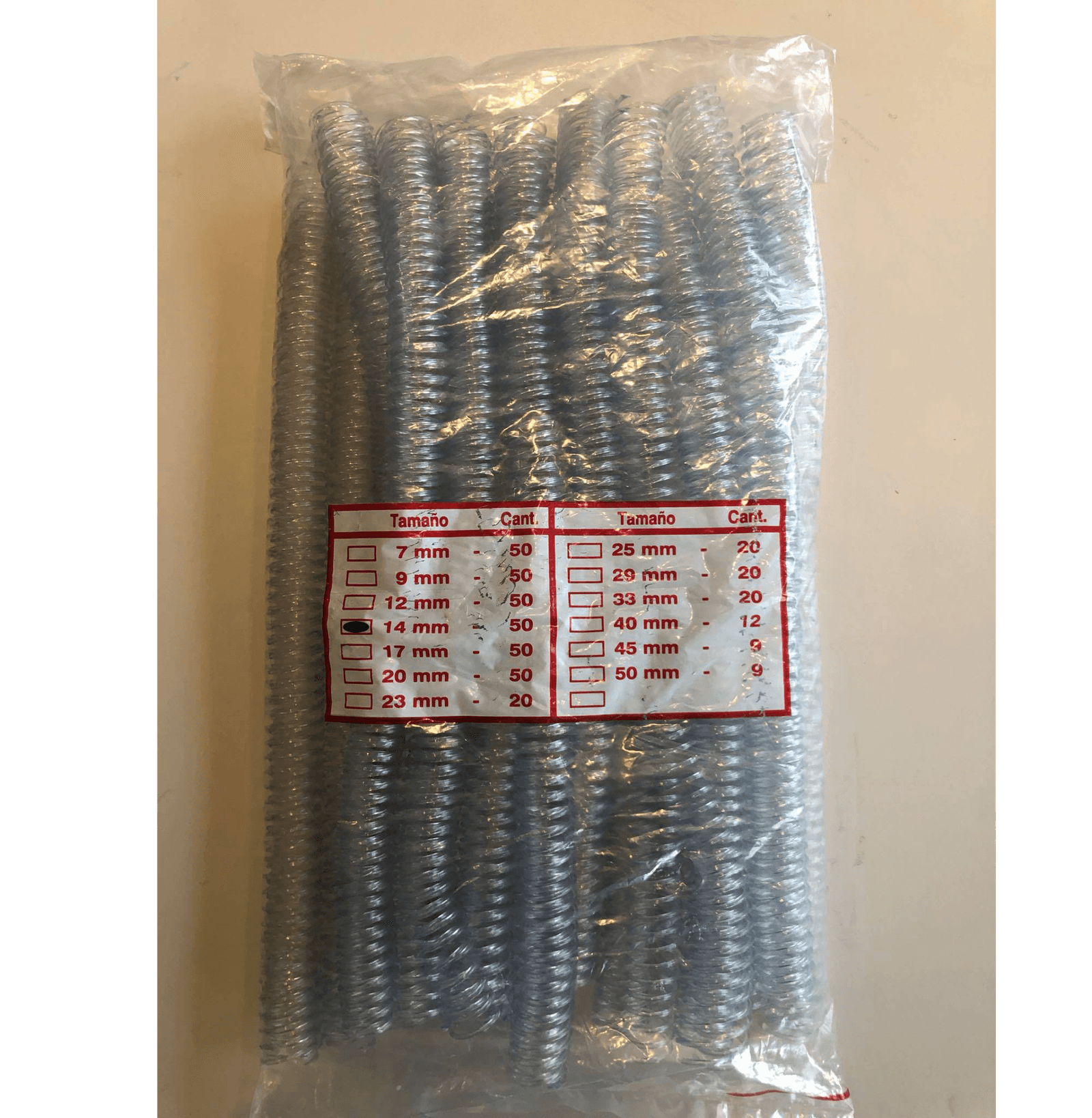 Espirales 14mm PVC para Encuadernacion