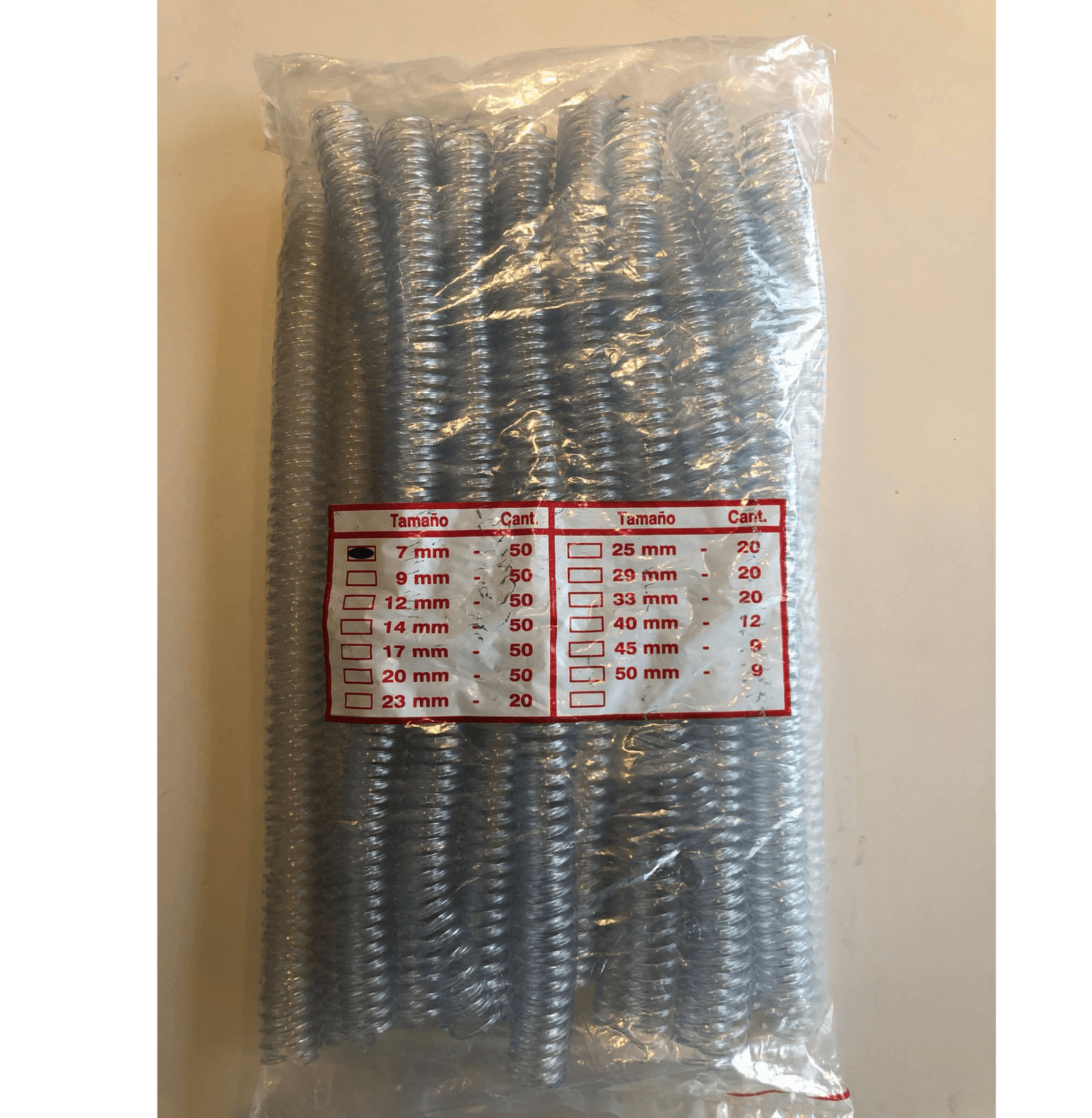 Espirales 7mm PVC - Para Encuadernacion