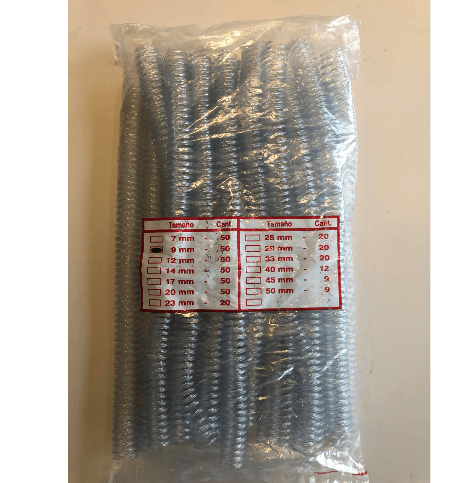 Espirales 9mm PVC - Para encuadernacion