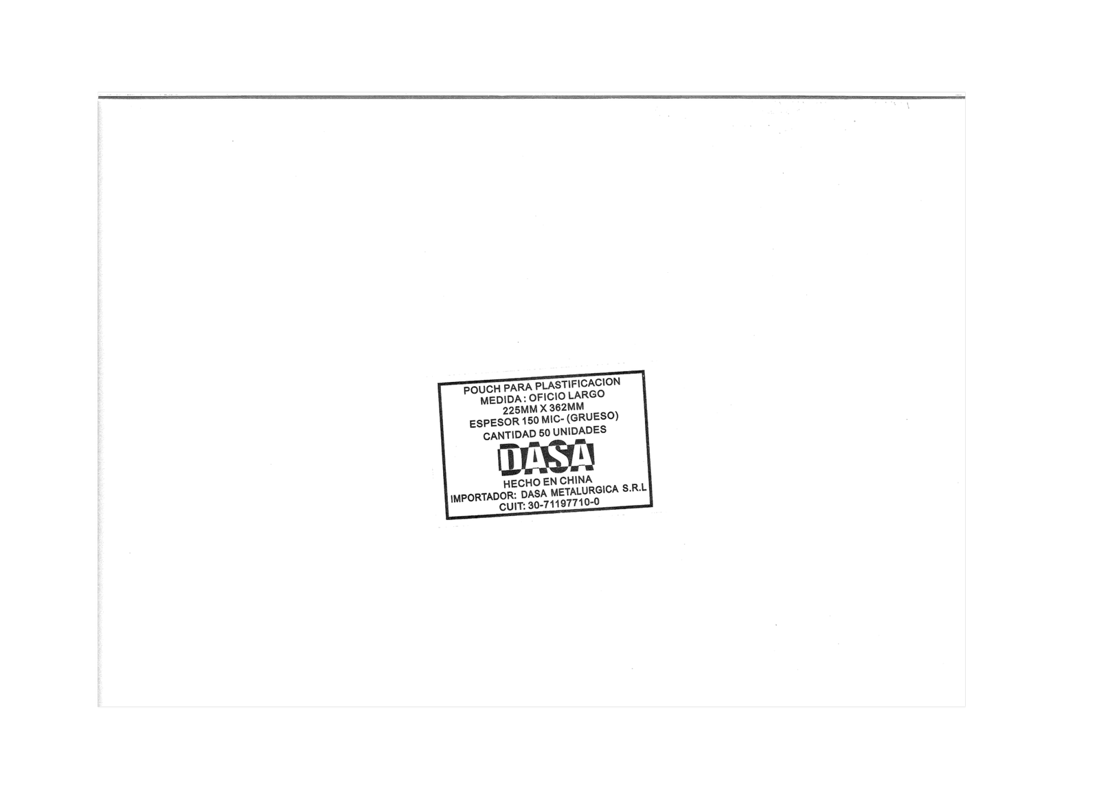 Pouch Oficio 226x362mm - Para Plastificacion