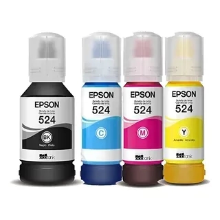 Los cuatro colores de tinta Epson T524 para EcoTank L15150
